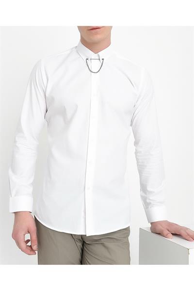 GK 565 Slim Fit Beyaz Klasik Gömlek