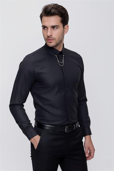 GK 629 Siyah Klasik Gömlek