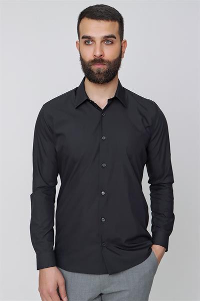 GK 636 Siyah Klasik Gömlek