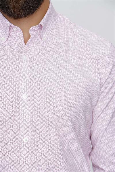 GK 655 Beyaz-Bordo Klasik Gömlek