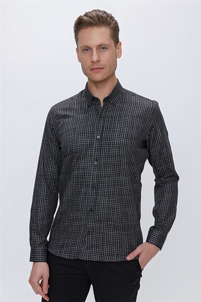 GK 662 Slim Fit Siyah Klasik Gömlek