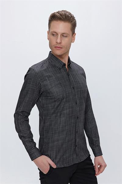 GK 662 Slim Fit Siyah Klasik Gömlek