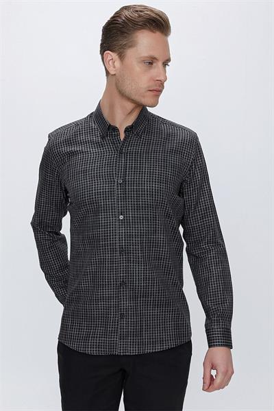 GK 662 Slim Fit Siyah Klasik Gömlek