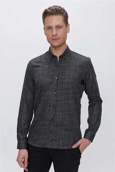 GK 662 Slim Fit Siyah Klasik Gömlek