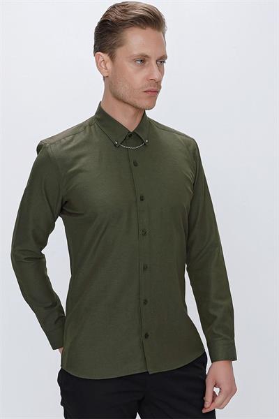 GK 664 Slim Fit Nefti Klasik Gömlek