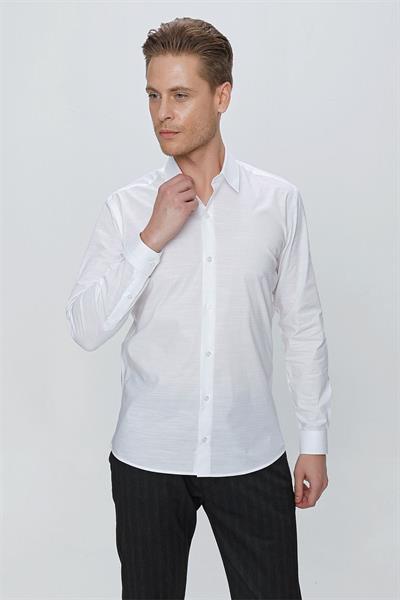 GK 665 Slim Fit Beyaz Klasik Gömlek