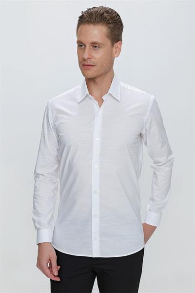 GK 665 Slim Fit Beyaz Klasik Gömlek