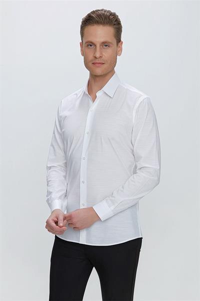 GK 665 Slim Fit Beyaz Klasik Gömlek