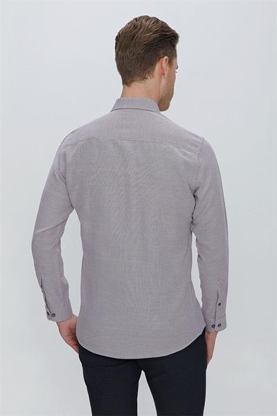 GK 672 Slim Fit Bordo Klasik Gömlek