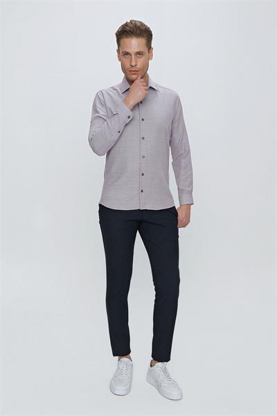 GK 672 Slim Fit Bordo Klasik Gömlek