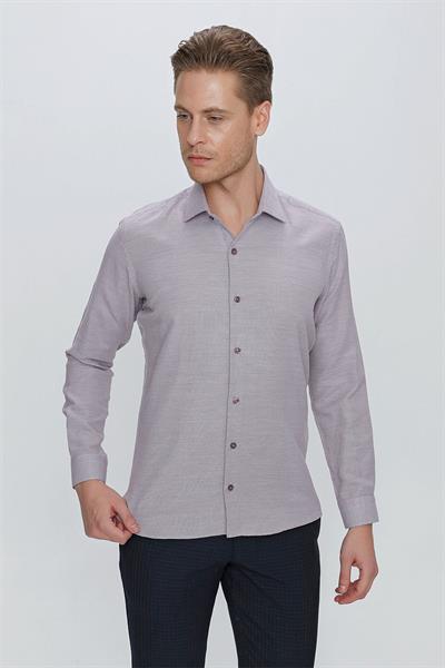 GK 672 Slim Fit Bordo Klasik Gömlek
