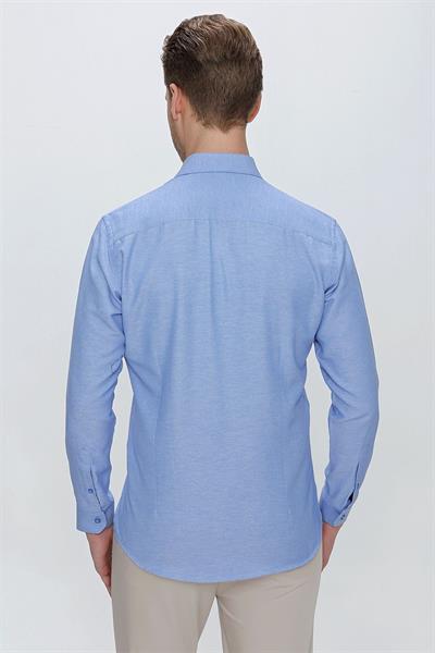 GK 673 Slim Fit Mavi Klasik Gömlek