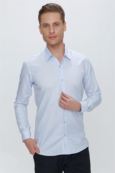 GK 674 Slim Fit Açık Mavi Klasik Gömlek