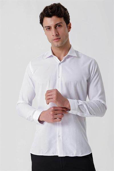 GK 677 Slim Fit Beyaz Altro Gömlek
