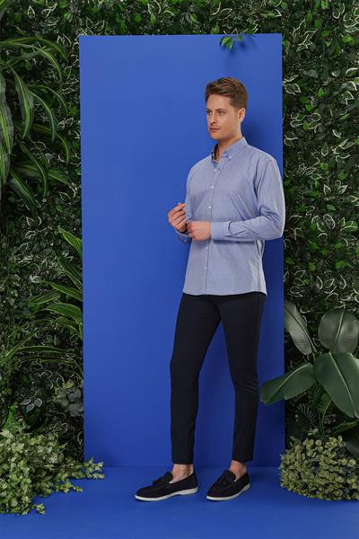 GK 678 Slim Fit Koyu Mavi Klasik Gömlek