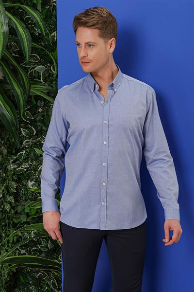 GK 678 Slim Fit Koyu Mavi Klasik Gömlek
