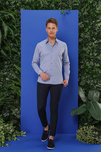 GK 679 Slim Fit Koyu Mavi Klasik Gömlek