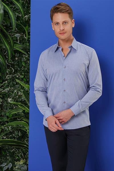 GK 679 Slim Fit Koyu Mavi Klasik Gömlek