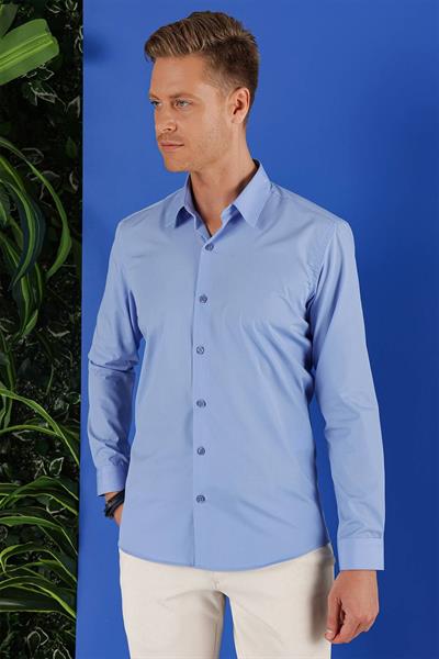 GK 683 Slim Fit Koyu Mavi Klasik Gömlek