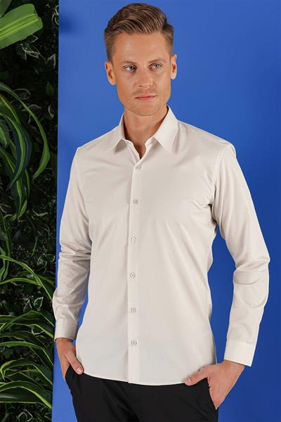 Slim Fit %100 Pamuk Kravat Yaka Taş Gömlek GK 683