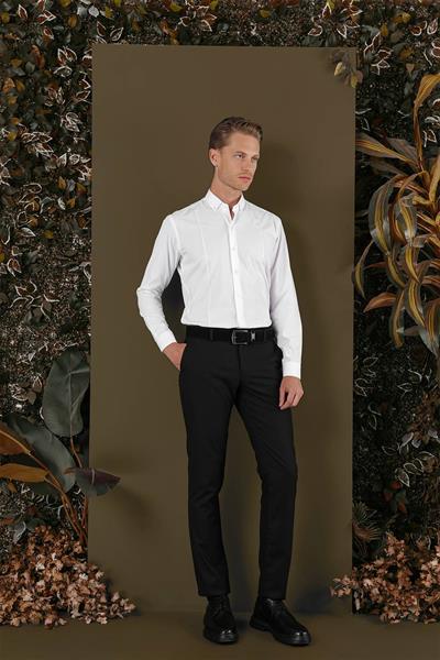 GK 691 Slim Fit Beyaz Klasik Gömlek