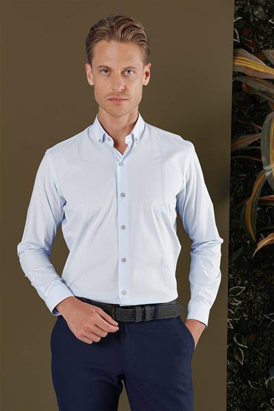 GK 691 Slim Fit Mavi Klasik Gömlek