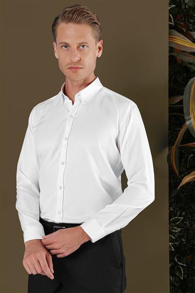 GK 692 Slim Fit Beyaz Klasik Gömlek
