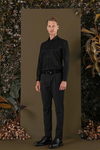 GK 692 Slim Fit Siyah Klasik Gömlek
