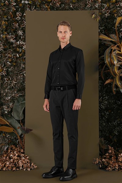 GK 692 Slim Fit Siyah Klasik Gömlek