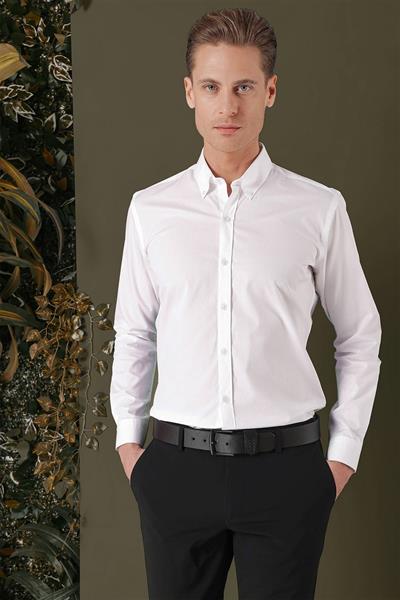 GK 706 Slim Fit Beyaz Klasik Gömlek