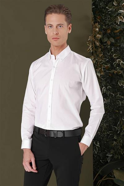 GK 706 Slim Fit Beyaz Klasik Gömlek