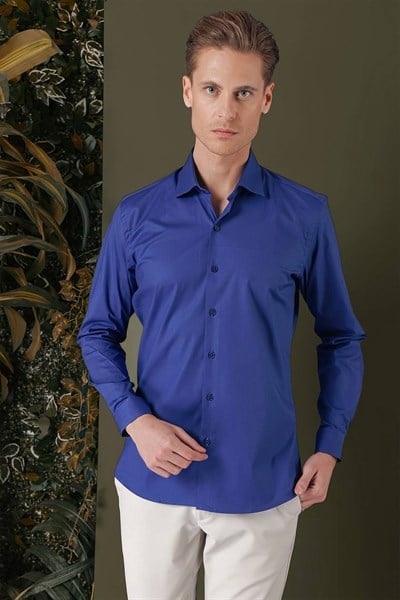 GK 709 Slim Fit Gece Mavisi Klasik Gömlek