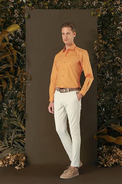 GK 709 Slim Fit Oranj Klasik Gömlek