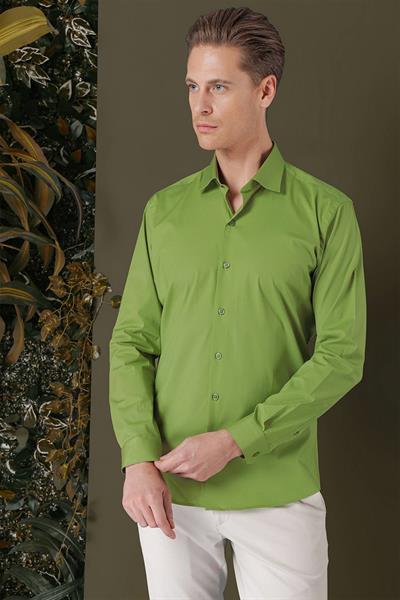 GK 709 Slim Fit Yeşil Klasik Gömlek
