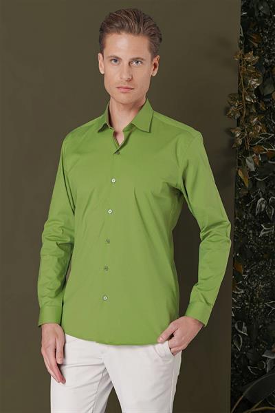 GK 709 Slim Fit Yeşil Klasik Gömlek