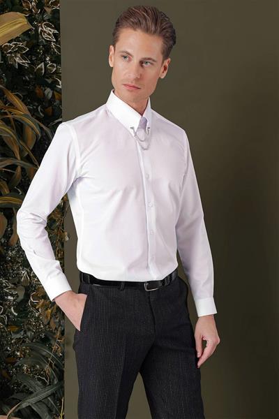 GK 710 Slim Fit Beyaz Klasik Gömlek