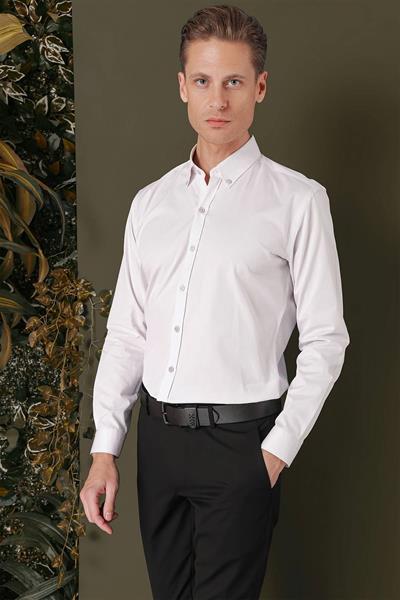 GK 711 Slim Fit Taş Klasik Gömlek