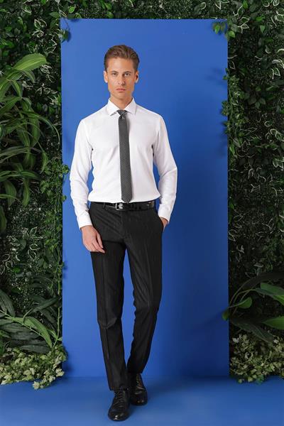 Gk 719 Slim Fit Dokulu Pamuklu Klasik Beyaz Gömlek