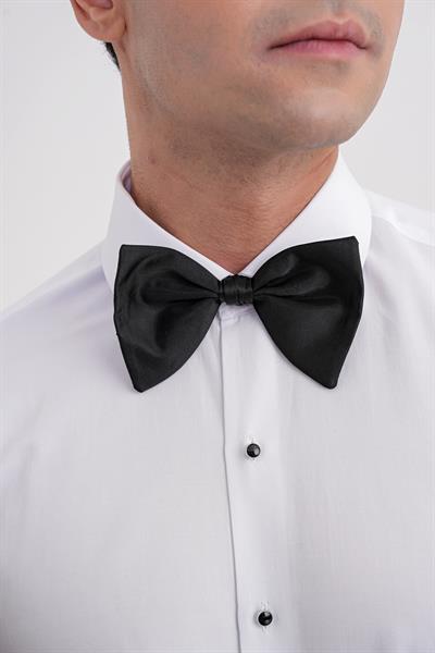 Slim Fit Erkek Yaka Duble Manşet Değişebilir Düğmeli Beyaz Smokin Gömlek GK 731