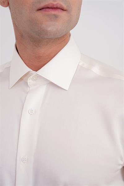 Slim Fit %100 Pamuk Non Iron Kumaş Krem Gömlek Gk 734