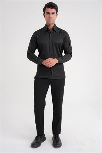 GK 742 GÖMLEK Slim SİYAH KLASİK