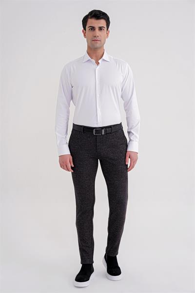 Slim Fit Kravat Yaka Esnek Pamuklu Beyaz Gömlek GK 752