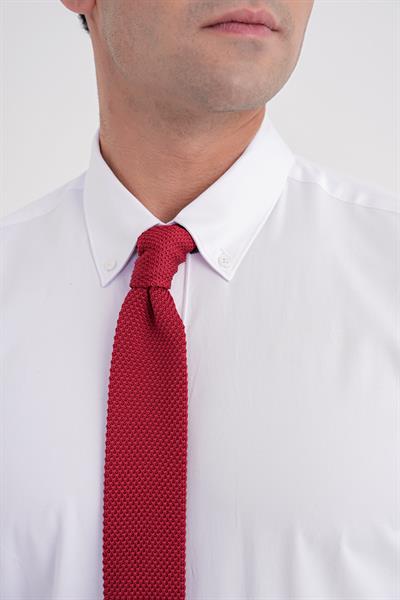 Slim Fit Düğme Yakalı Esnek Pamuk Beyaz Gömlek GK 754