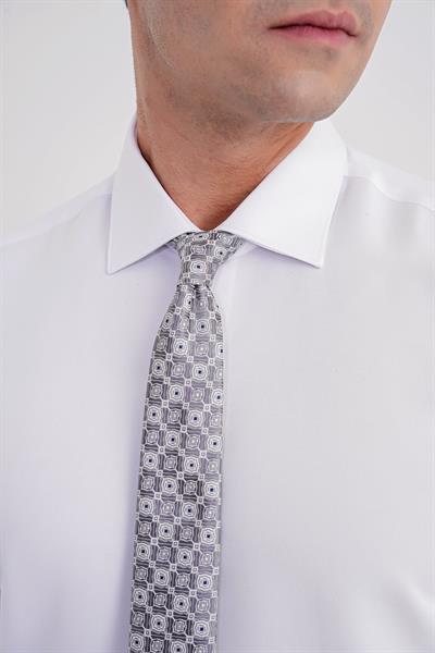 Slim Fit İtalyan Yaka %100 Pamuk Saten Düz Beyaz Gömlek GK 758