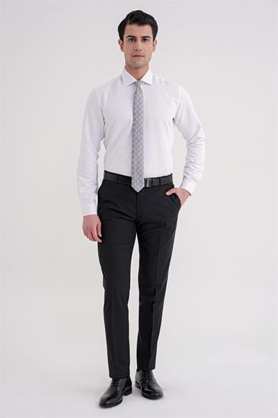 Slim Fit İtalyan Yaka %100 Pamuk Saten Düz Beyaz Gömlek GK 758