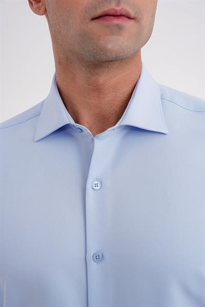 Slim Fit İtalyan Yaka %100 Pamuk Saten Düz Mavi Gömlek GK 758