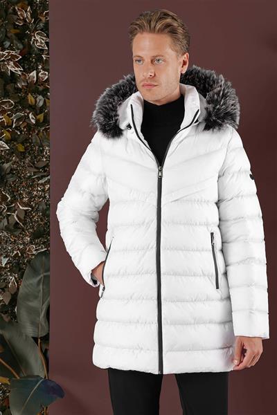 KA 076 Slim Fit Beyaz Spor Kaban