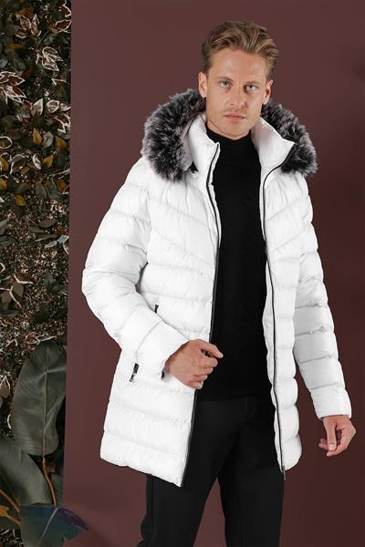 KA 076 Slim Fit Beyaz Spor Kaban