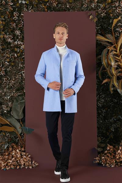 KA 079 Slim Fit Mavi Spor Kaban