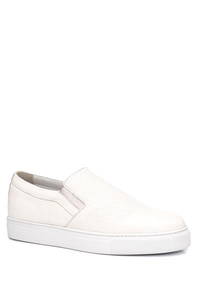 Kalın Eva Taban Lastikli Rahat Kalıp Beyaz Deri Ayakkabı 3224